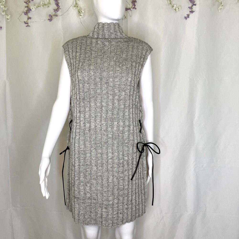 Scalloped-turtle neck sweater dress
